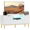 Modern TV Console for TVs up to 50 Inch, Entertainment Center with Smart RGB LED Lights and Soft Close Doors, White