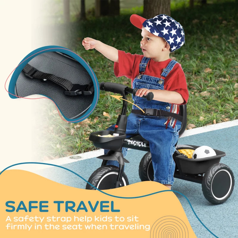 Qaba Tricycle for 2-5 Years Old, Toddler Bike with Adjustable Seat, Black