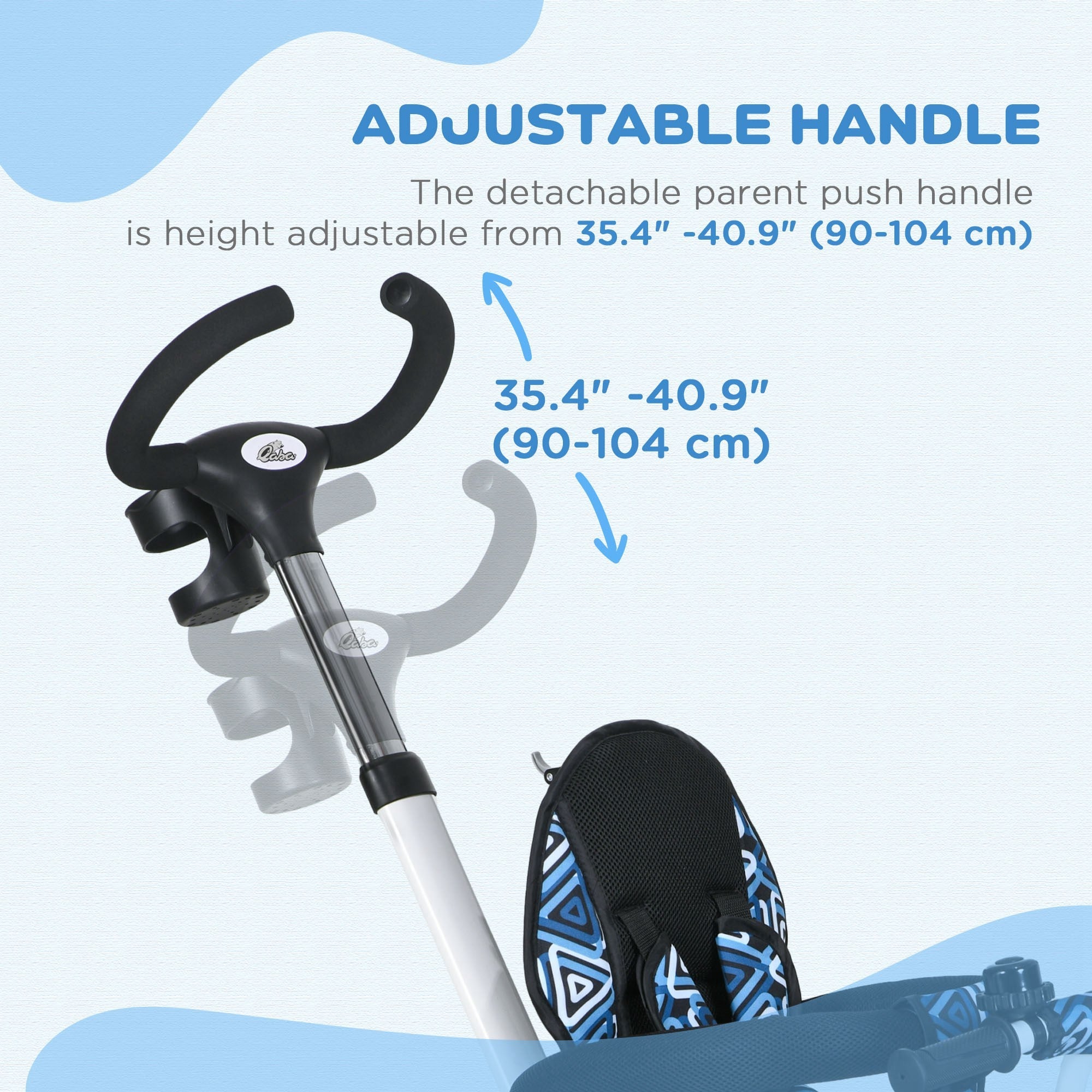 Qaba 6-in-1 Toddler Tricycle - Enhanced with Parent Handle, Canopy, Storage, Cupholder, Light Blue, for Ages 1-5 
