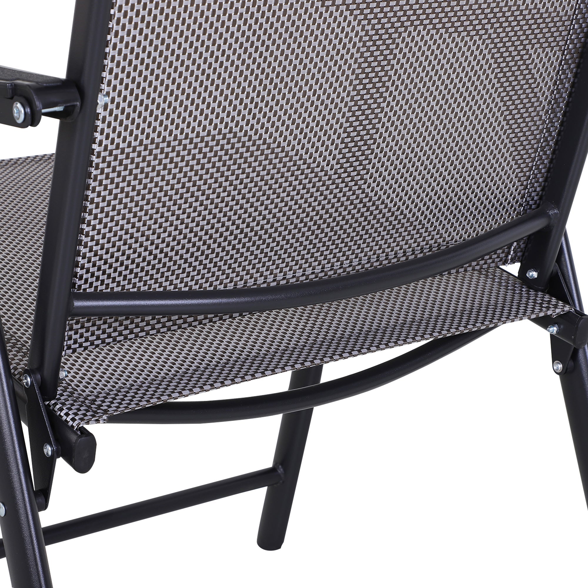 Outsunny Garden Chairs Set of 2 Foldable Texteline Steel Frame Outdoor Patio Seat Black 