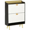 HOMCOM Modern Shoe Cabinet: 2 Flip Drawers, Open Shelf for 12 Pairs Storage Solution in White Finish