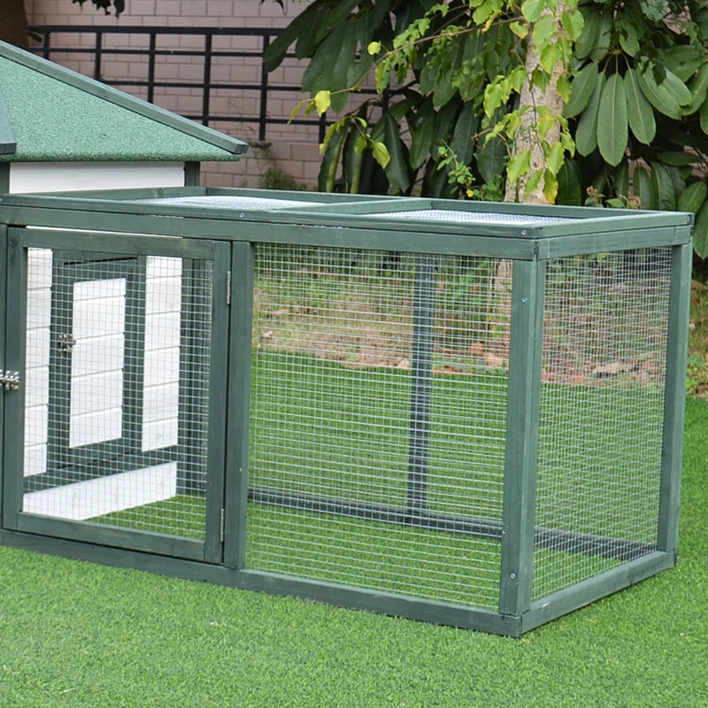 77" Chicken Coop Hen House Rabbit Hutch Poultry Cage Pen Outdoor Backyard with Nesting Box Run Green