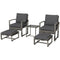Outsunny 5Pc Patio Set with Armchair Stool Table Cushions Wicker Conversation Sofa Outdoor Garden Furniture