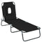 Outsunny Adjustable Garden Sun Lounger w/ Reading Hole Outdoor Reclining Seat Folding Camping Beach Lounging Bed Black