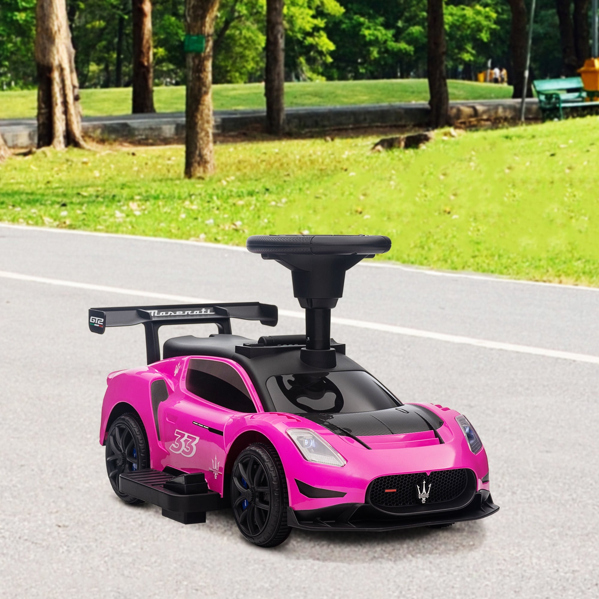 Qaba 6V Maserati GT2 Licensed Electric Car for Kids, Ride on Car with Under Seat Storage, LED Headlights Music, Pink 