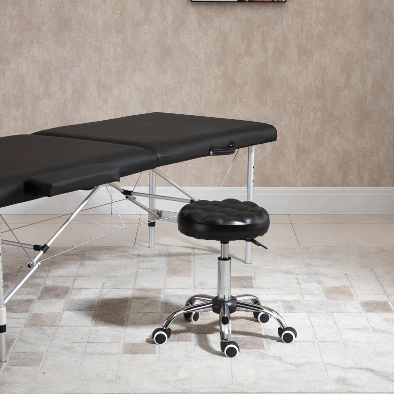 Rolling Swivel Padded Salon Stool with Adjustable Height Wheeled Tattoo Massage Chair Beauty SPA Bar Seat with Thick Padded Black