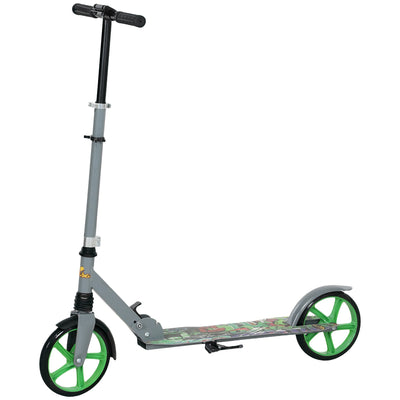 Qaba Kick Scooter for Kids Ages 6-12 with Adjustable Height, Rear-Fender Brake, 200mm Big Wheel, Foldable Design, Green 