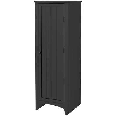HOMCOM Black 48" Single Door Kitchen Pantry: Cabinet with 4-Tier Shelving and Adjustable Shelves 