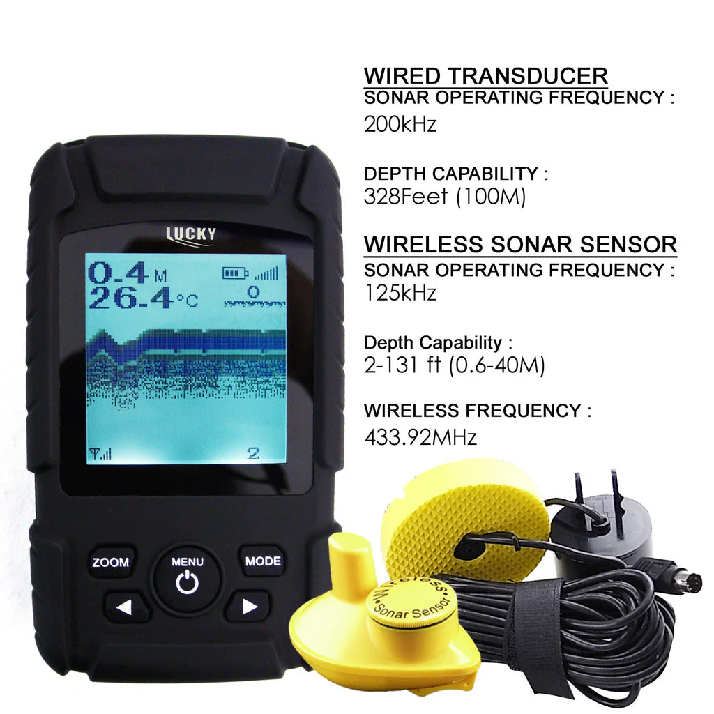 FF-718LI 2-in-1 Wired & Wireless Rechargeable Fish Finder, 328 ft Wired Depth, 131 ft Wireless Depth, Color LCD Display
