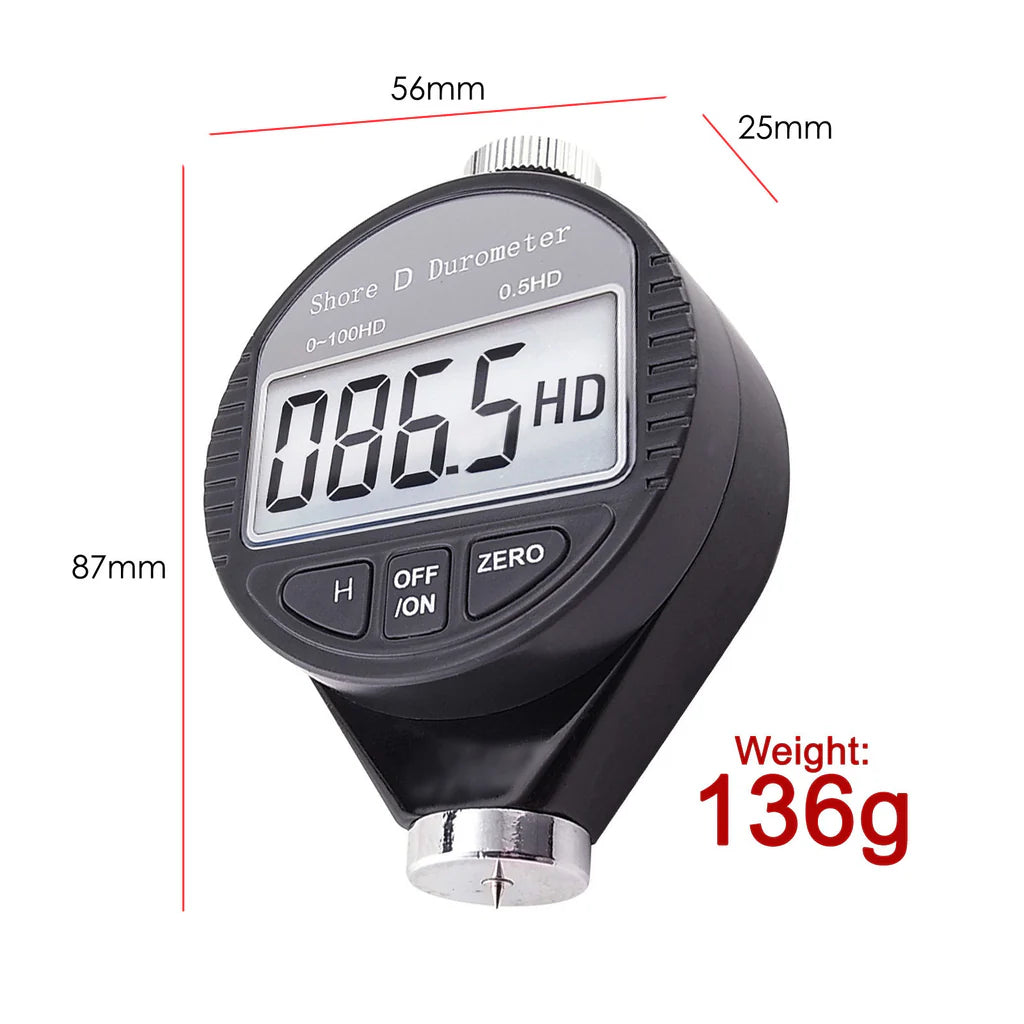 Digital Shore D Hardness Tester Durometer 0–100HD with LCD Display