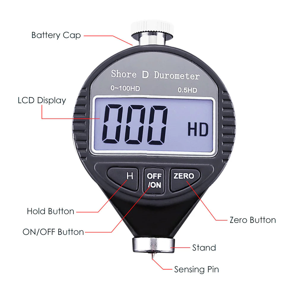 Digital Shore D Hardness Tester Durometer 0–100HD with LCD Display