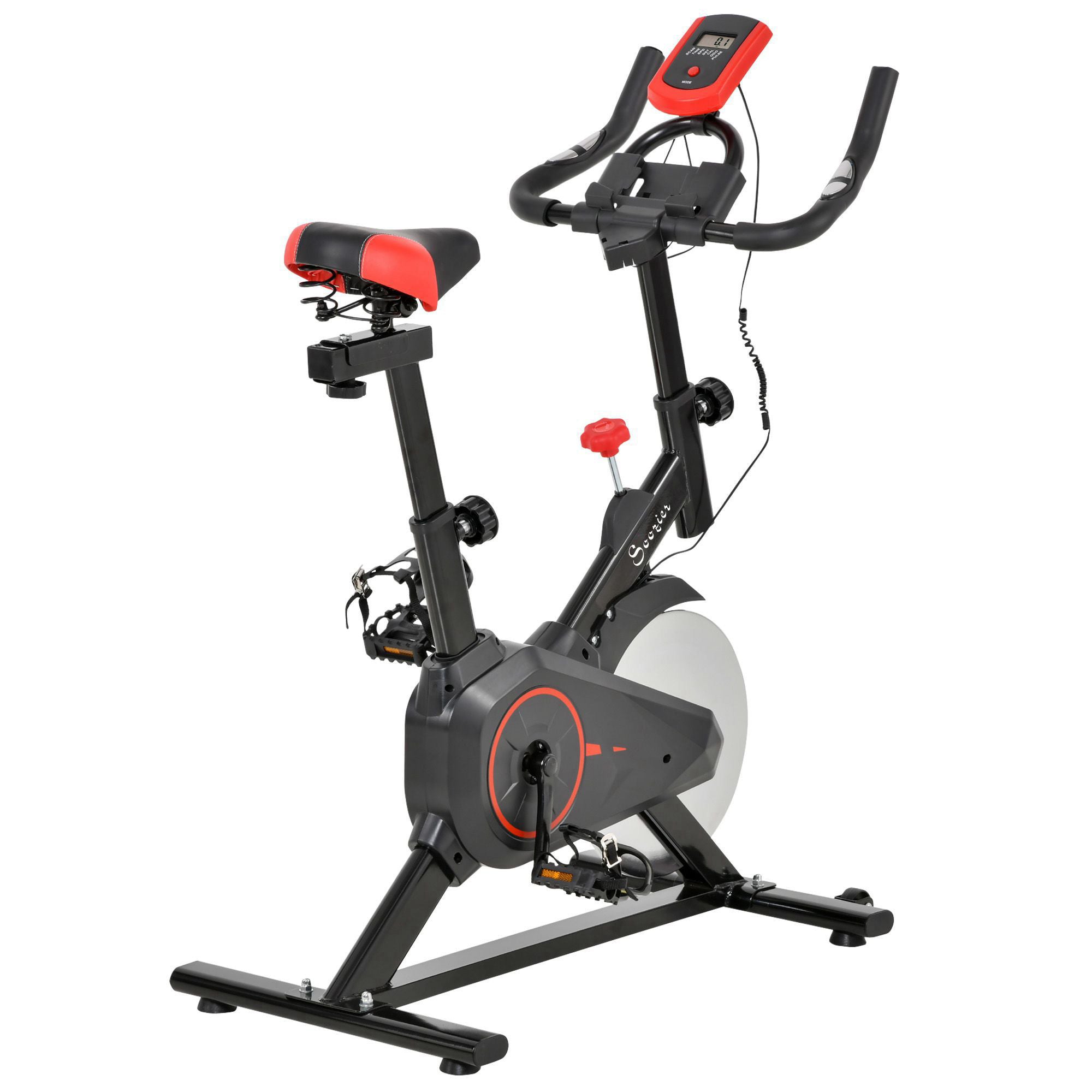 Soozier Upright Exercise Bike Indoor Cycling Cardio Workout Machine Adjustable Resistance Flywheel LCD Monitor 