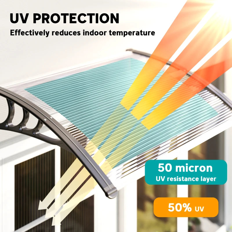Window Awning Door Canopy, Polycarbonate Cover Patio Awnings, 30" x 50", White