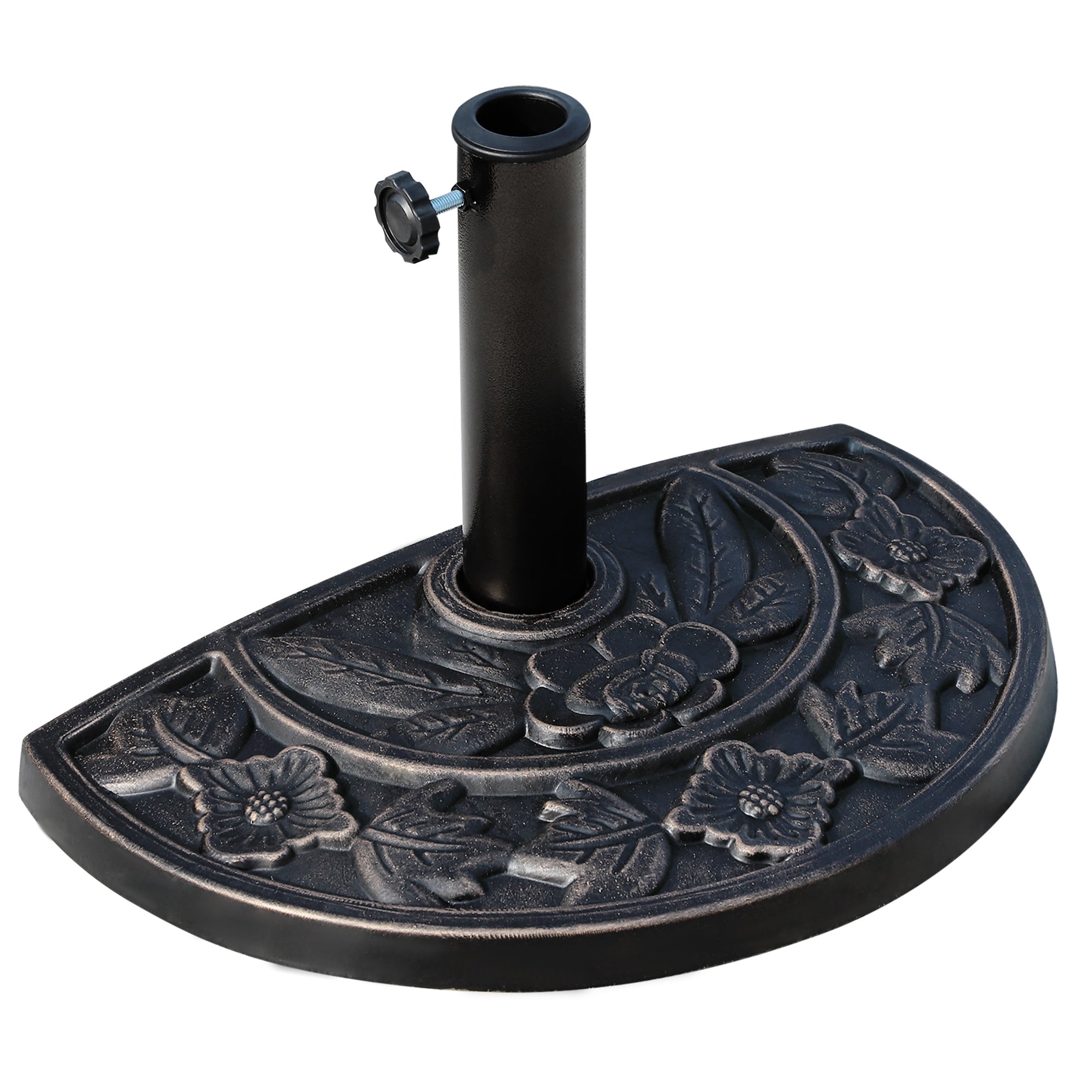 Outsunny Half Round Patio Umbrella Base: 20" Decorative Resin Outdoor Stand Holder, Bronze 