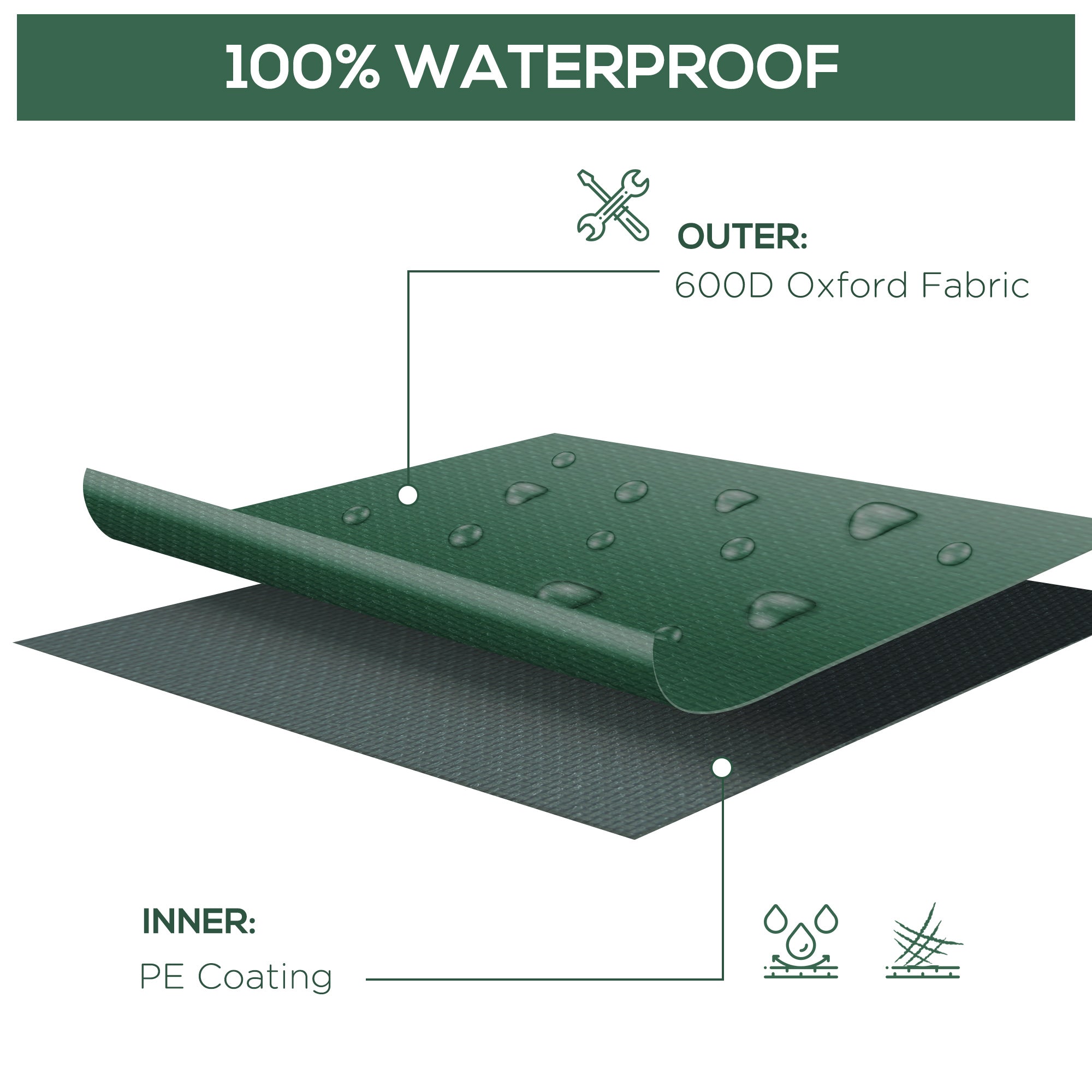 Outsunny Patio Furniture Cover Waterproof Outdoor Rattan Wicker UV Rain Protector Dark Green for 5-7 Pieces 