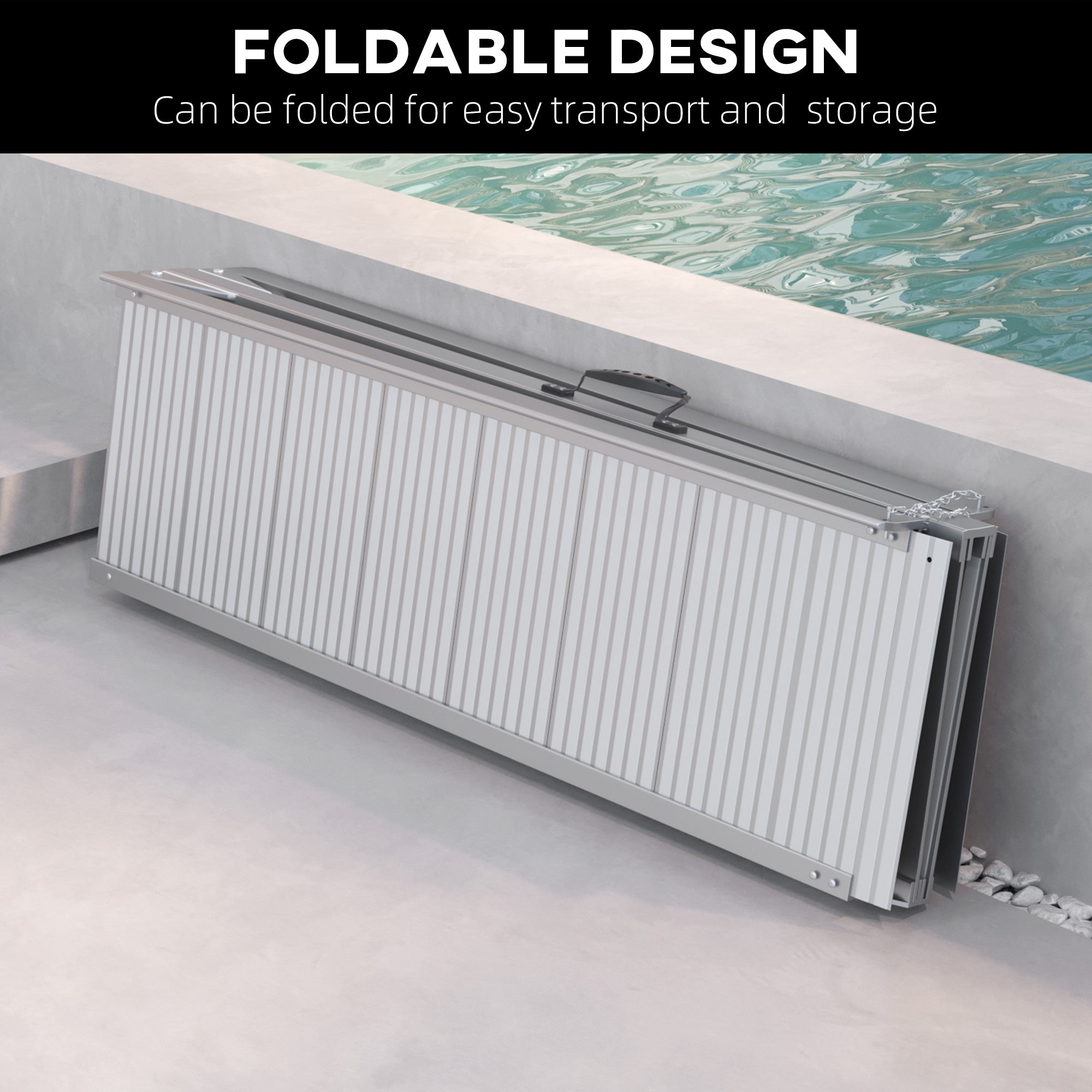 HOMCOM 8' Foldable Handicap Ramp for Home, Steps, Doorways, Aluminum Portable Wheelchair Ramp, Textured Threshold Ramp, Silver 