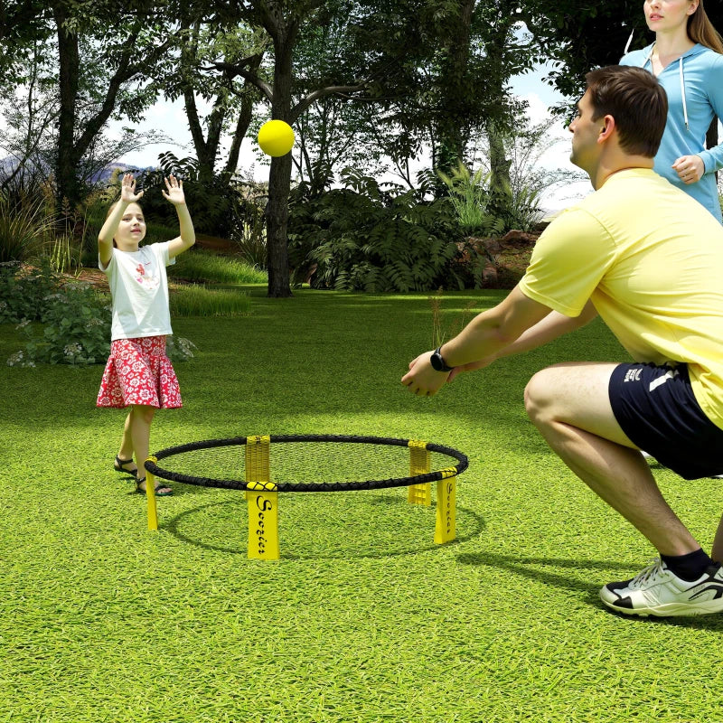 Soozier Spike Game Set, Mini Beach Games Set w/ Roundnet, 3 Balls, Pump, Carrying Bag, Portable Outdoor Games for Families