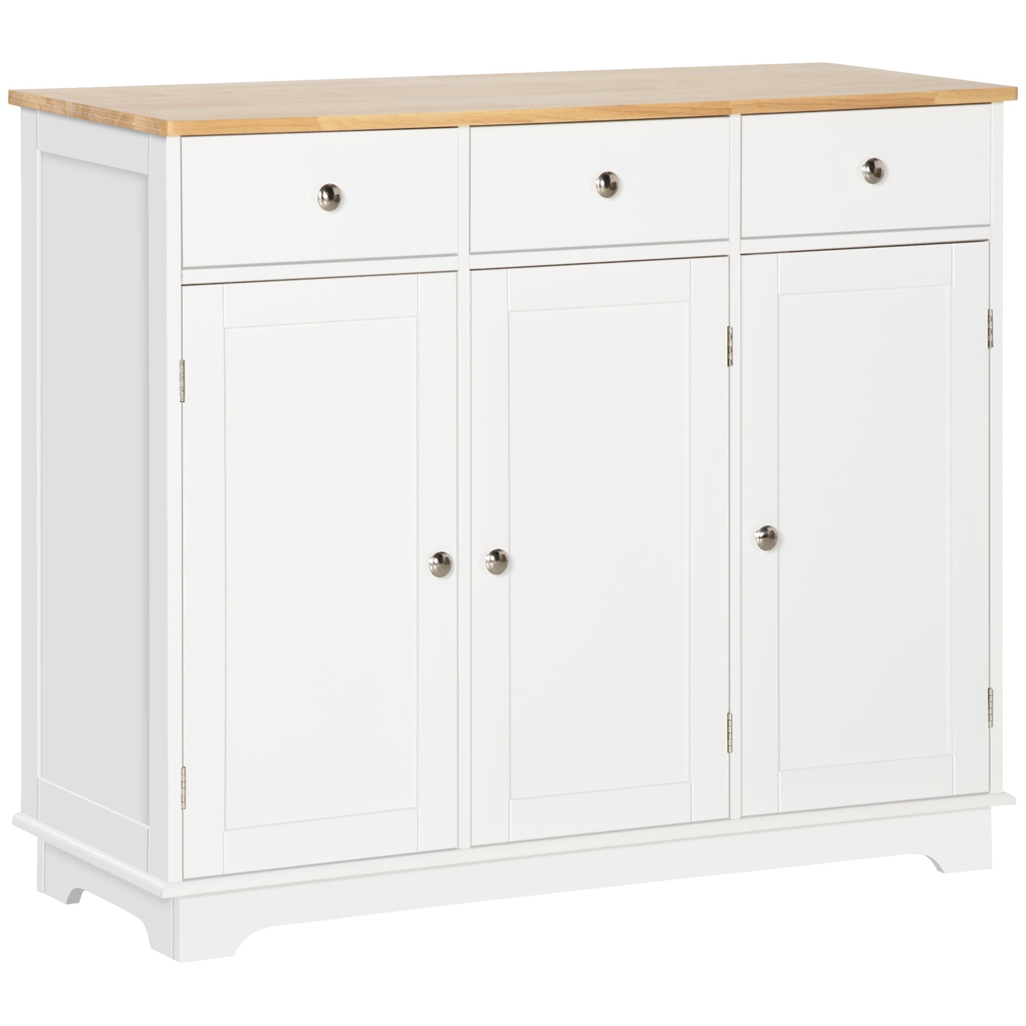 HOMCOM Modern Sideboard - Buffet Cabinet with Rubberwood Top, Storage Cabinets, Drawers & Adjustable Shelves 