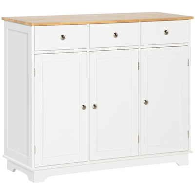 HOMCOM Modern Sideboard - Buffet Cabinet with Rubberwood Top, Storage Cabinets, Drawers & Adjustable Shelves 