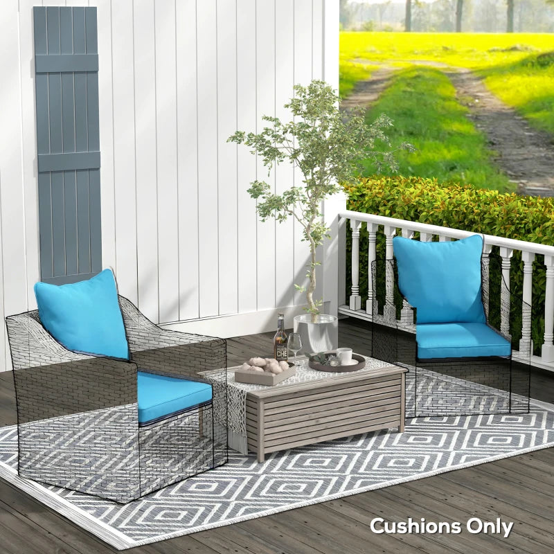 Seat Cushion Back Pillows Replacement Set of 2, Patio Chair Cushions Set for Indoor Outdoor, Turquoise