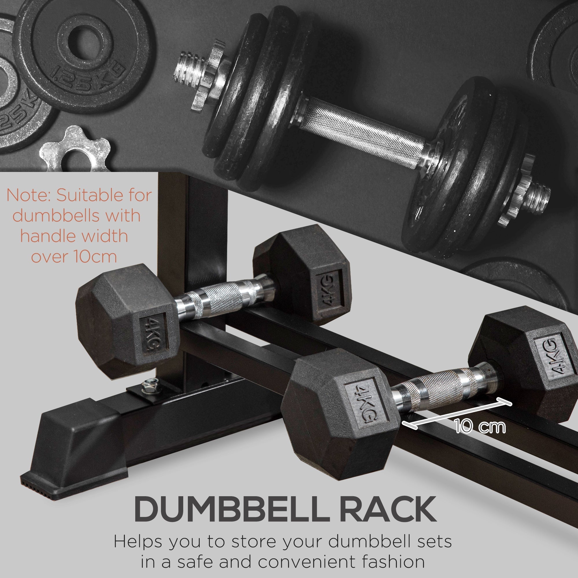Soozier Flat Weight Bench with Dumbbell Rack, Padded Seat and Anti-slip Foot Pads for Home Gym Workout 