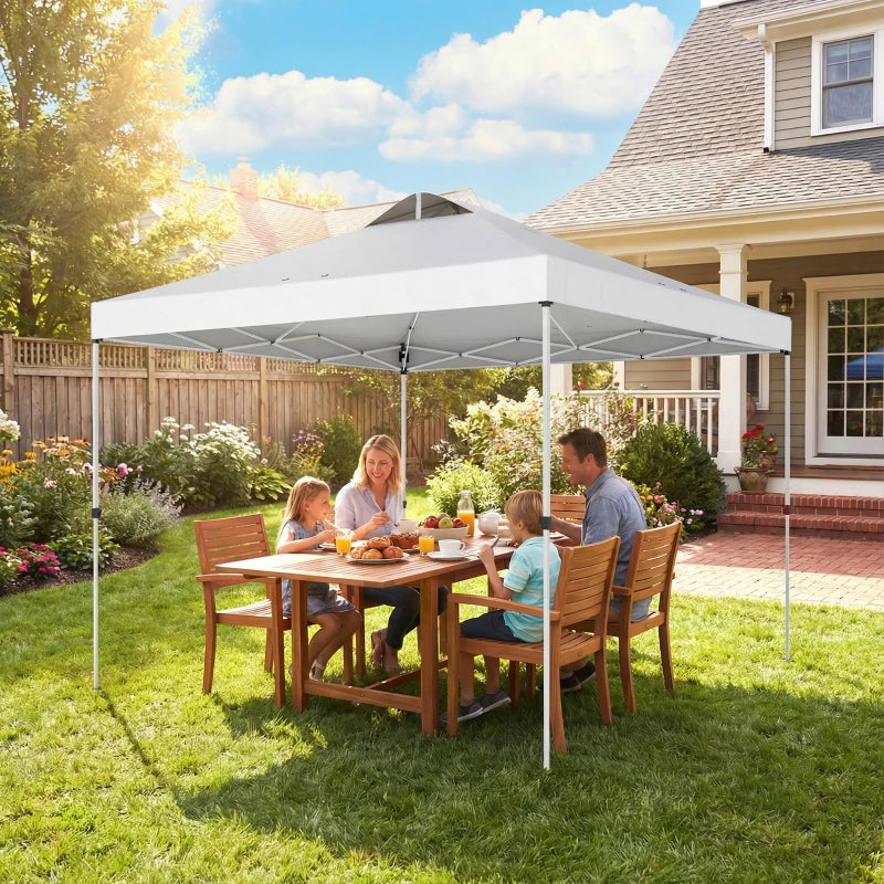 Pop Up Canopy Waterproof Canopy Tent with Carrying Bag for Parties Garden BBQs 9.8' x 9.8' White