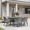 Outsunny 7 Piece Wicker Patio Furniture Set with Cushions, Umbrella Hole, Slatted Table Top, for Backyard, Porch, Garden, Balcony