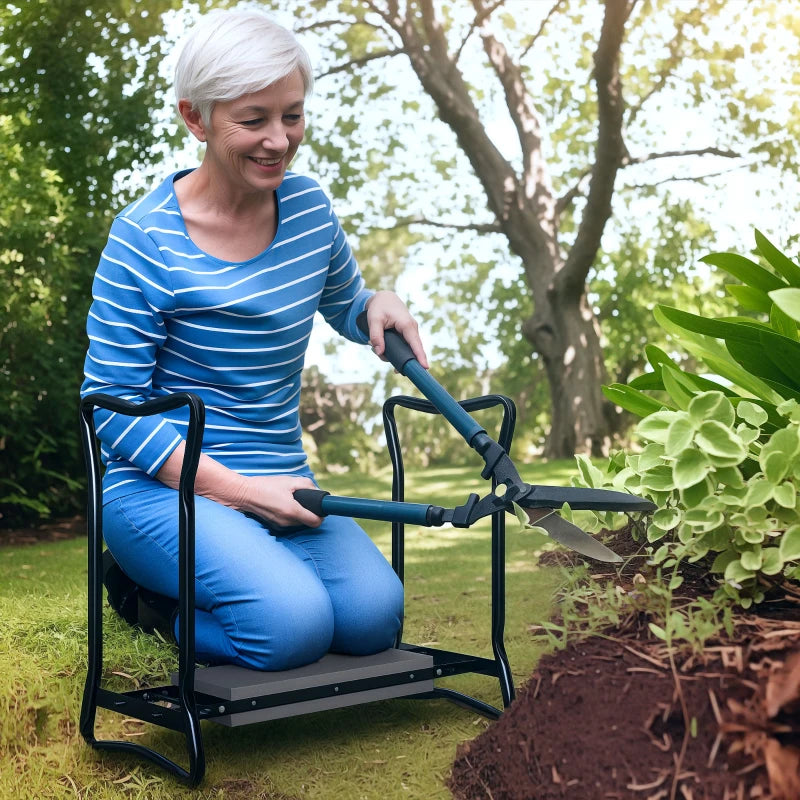 Garden Kneeler and Seat Stool, Folding Gardening Stool Kneeling Chair with Thicken Pad and Handles