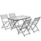 Outsunny Patio Dining Set 5 Pieces Foldable Table and Chairs Glass Top Rectangle Table Stackable Chairs Grey