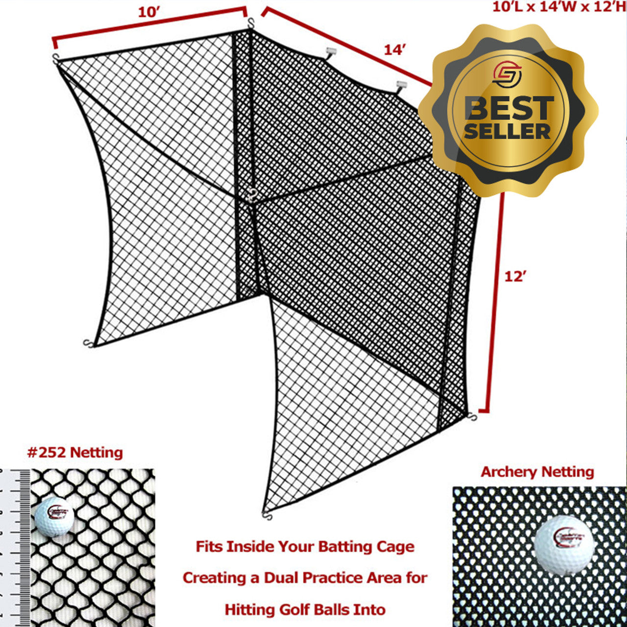 10' x 14' x 12' Golf Net Insert for Batting Cage Tunnel