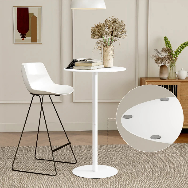 Round Bar Table for 2, Modern Pub Table with Steel Frame, Easy Assembly for Small Space Home Bar Cocktail Bistro, White