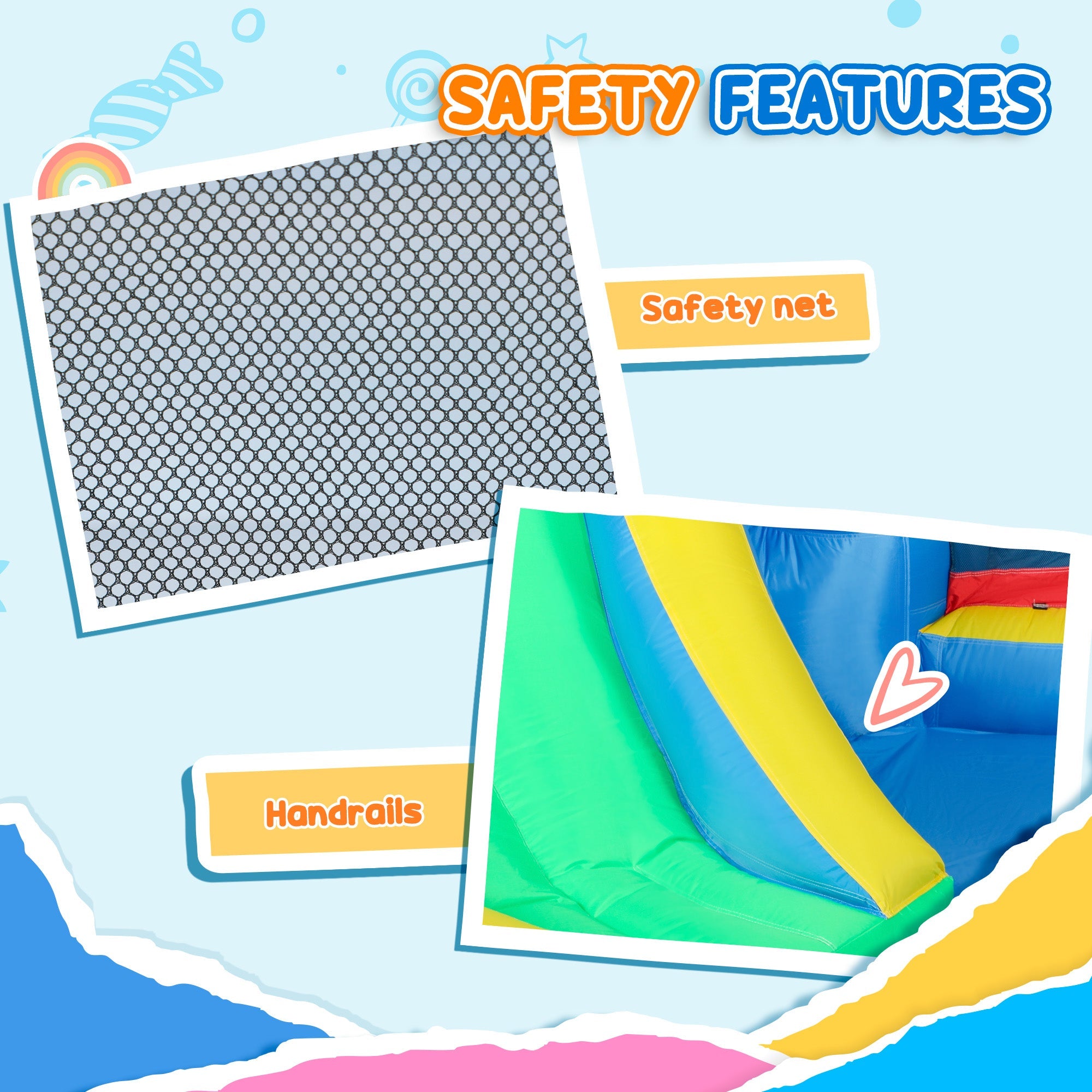 Qaba Bouncy Castle for Kids with 550W Blower, Water Slide, 2 Splash Pools, Basketball Hoop, Dart Board,12.6' x 9.5' x 5.9' 