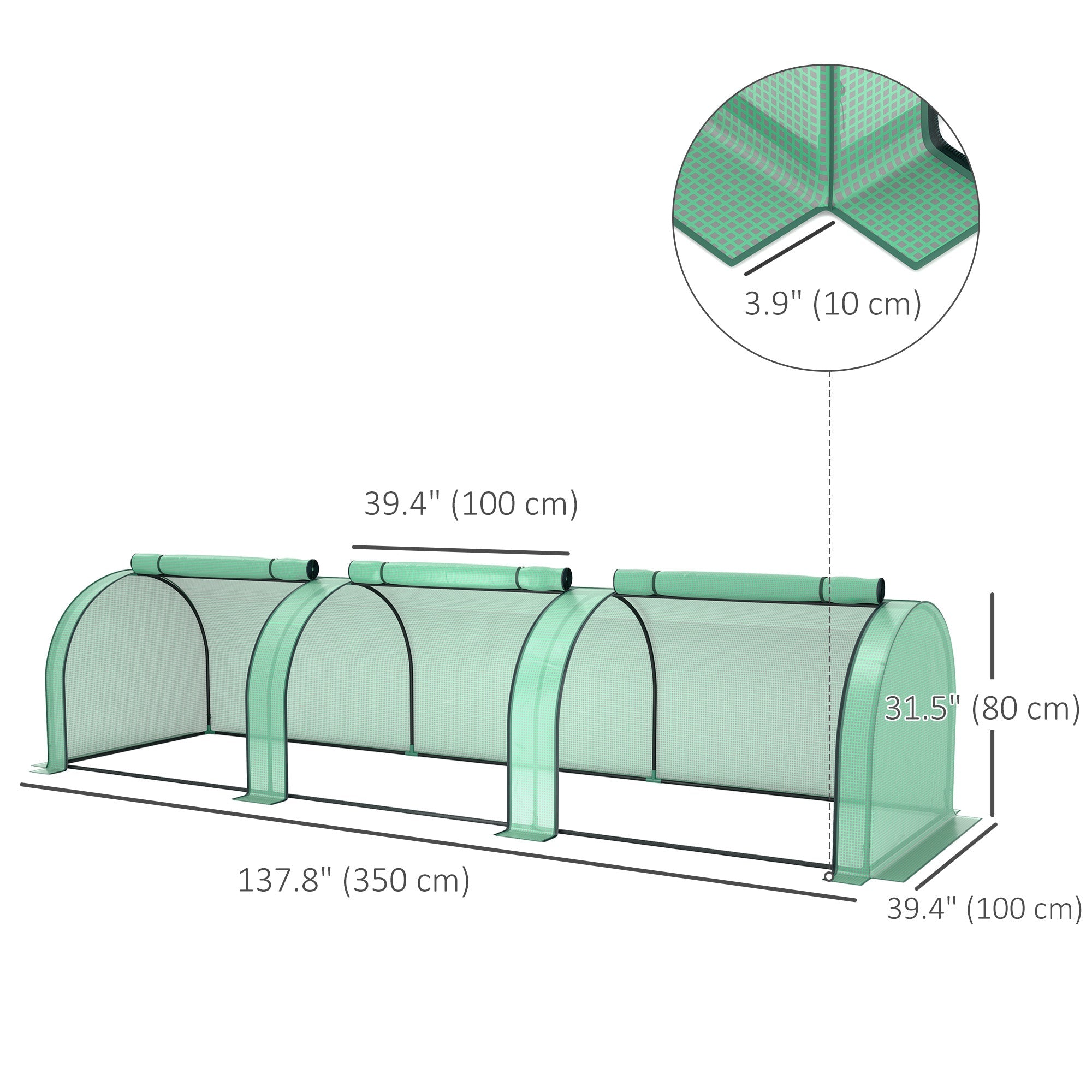 Outsunny Mini Tunnel Greenhouse with PE Cover Garden Green Grow Shed with Steel Frame Zipped Doors, Green 