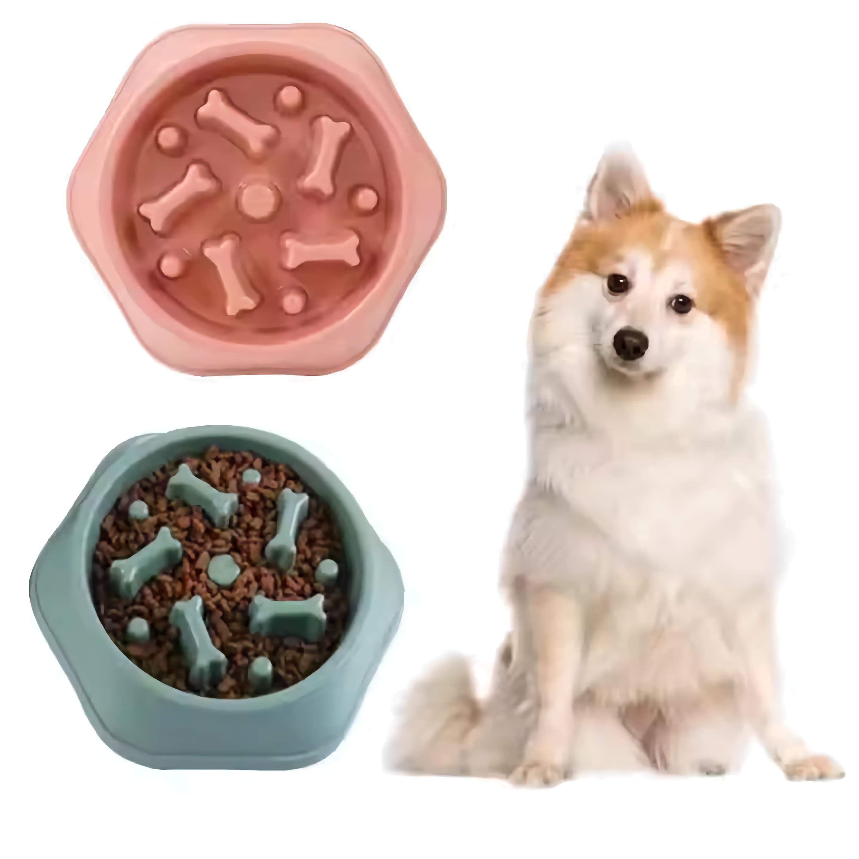 Slow Feeder Dog Bowl – Bone-Shaped for Healthy Eating 