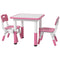 Qaba 3 Piece Kids Table Chair Set Height Adjustable Storage Playroom Furniture Easy Clean Plastic Sturdy Construction Pink