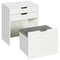 Vanity Set with Flip Top Mirror, Makeup Vanity Table with Stool, Dressing Table with Drawer and 7 Compartments, White