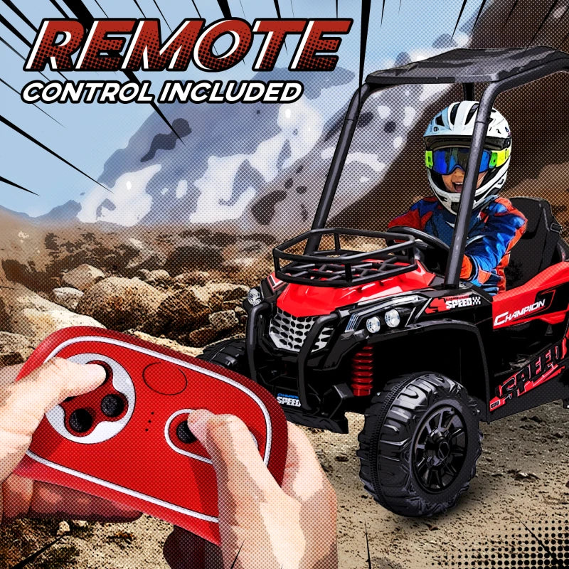 Aosom Kids Ride On Car 12V Battery-powered Electric Off-road UTV Toy 1.8-3.7 mph with High Roof Parental Remote Control Music Lights MP3 Suspension Wheels for 37-96 months
