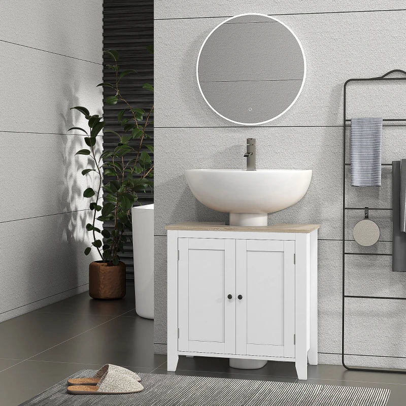 Bathroom Sink Vanity Unit, Under Sink Bathroom Cabinet with U-Shape Design and Adjustable Shelf, White