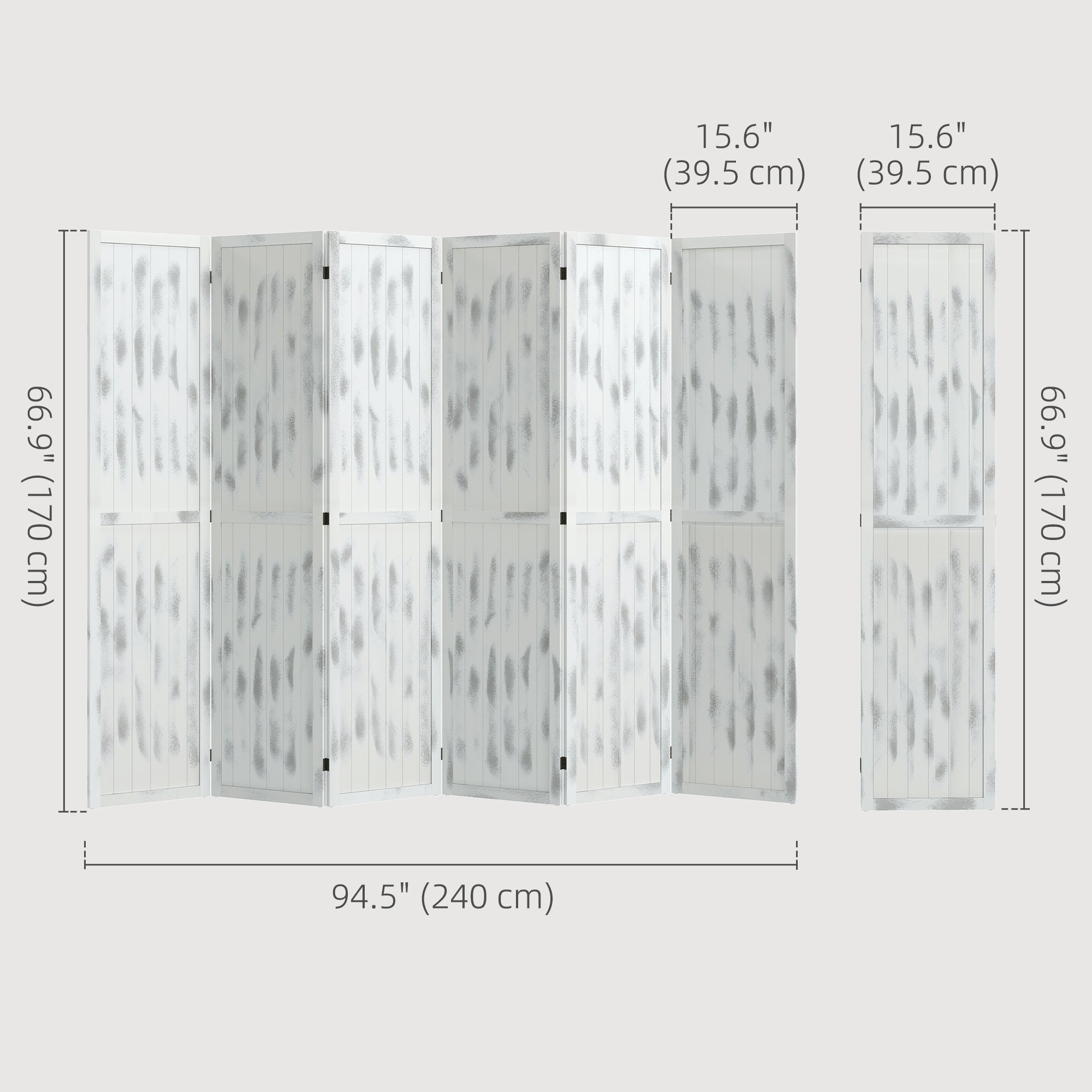 HOMCOM Screen Divider Room Divider Screen with Foldable Design for Indoor Bedroom Office 5.5' Rustic White 