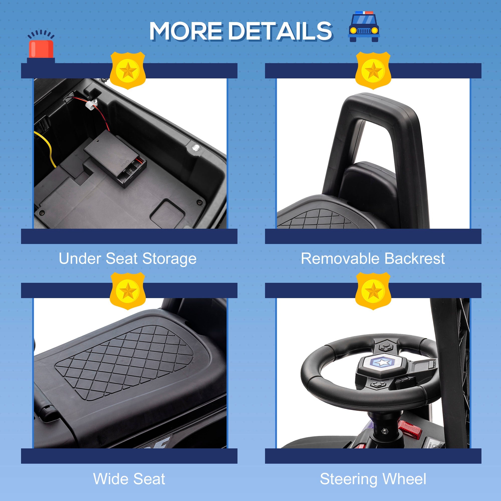 Aosom Kids Ride On Push Car Sliding Car Hidden Storage Foot-to-Floor Design Black Push Vehicle Toy 