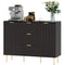 HOMCOM Modern Kitchen Storage Cabinet, Sideboard Buffet Cabinet w/ 3 Drawers and Adjustable Shelves for Kitchen Hallway, Black