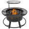 Outsunny Portable Fire Pit BBQ Grill Wood Burning Adjustable Grate Poker 33