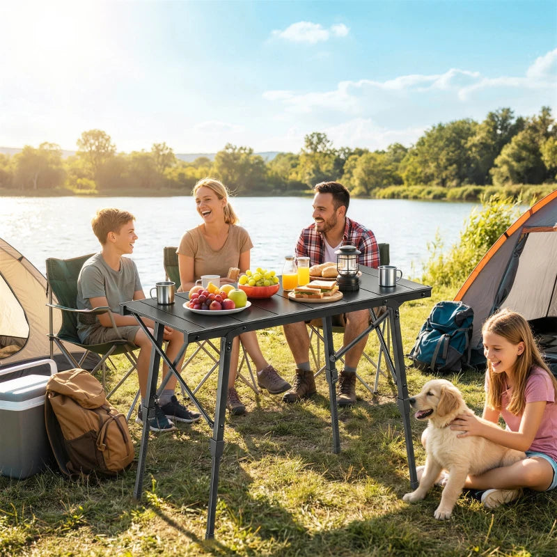 Folding Picnic Table Heavy Duty Camping Table with Removable Plates Non-slip Feet for Outdoor BBQ