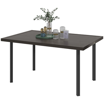 Outsunny Outdoor Patio Dining Table with 2.1" Umbrella Hole, Steel Outdoor Patio Table for 6, Dark Brown 