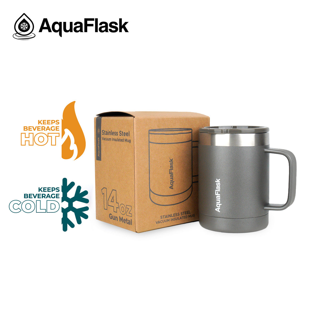 Aquaflask Thermal Insulated Lidded Mug With Handle 415ml (14 oz) 