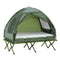 Outsunny Camping Combo Set All in 1 Portable Folding Tent Cot Air Mattress Carry Bag Pump Sleeping Shelter Dark Green