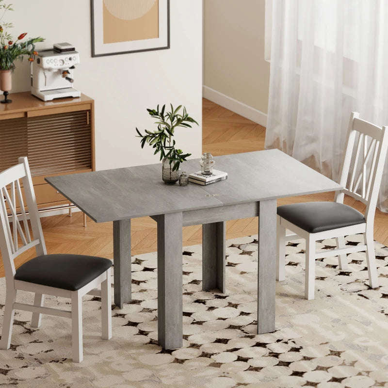55" Extendable Dining Table for 4-6 Person, Kitchen Table with PU Handle and Felt Pads for Small Spaces, Grey