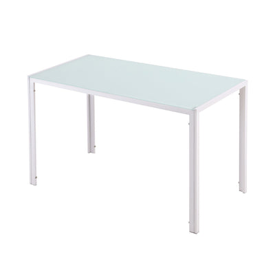 HOMCOM Rectangular 4 Person Dining Table Tempered Glass Top for Living Room White 
