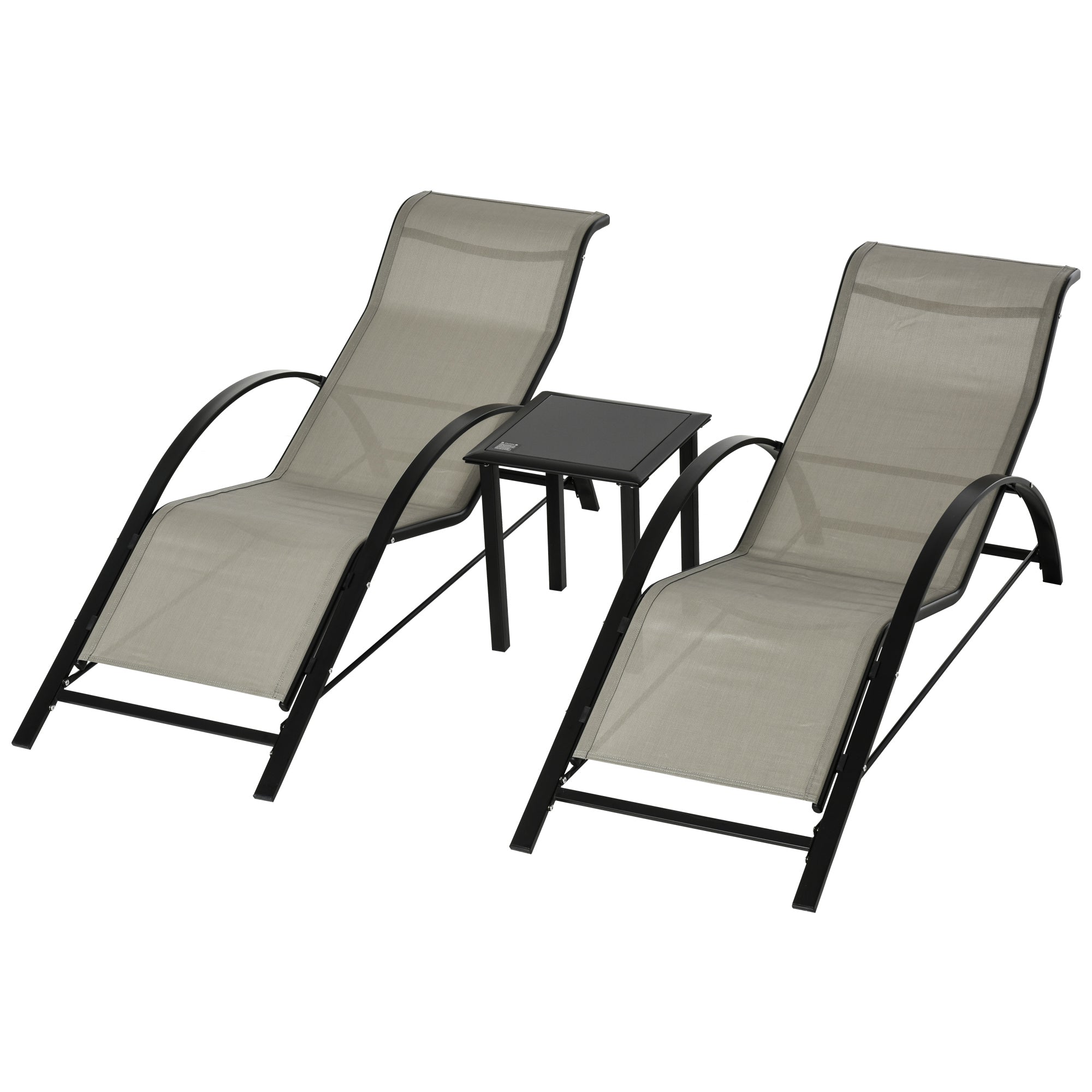 Outsunny Patio Lounge Chair Set: Outdoor Sunbathing with Side Table, Gray Finish for Stylish Comfort 