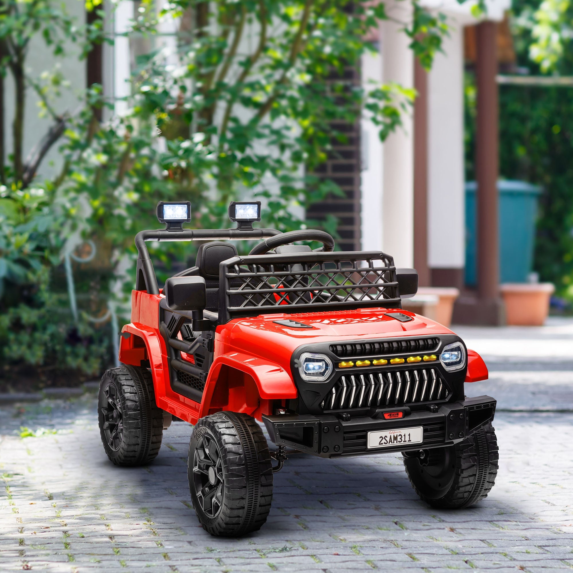 Qaba 12V Ride on Truck, Electric Car for Kids with Remote Control, Suspension, 3 Speeds, USB Music Headlights, Red 